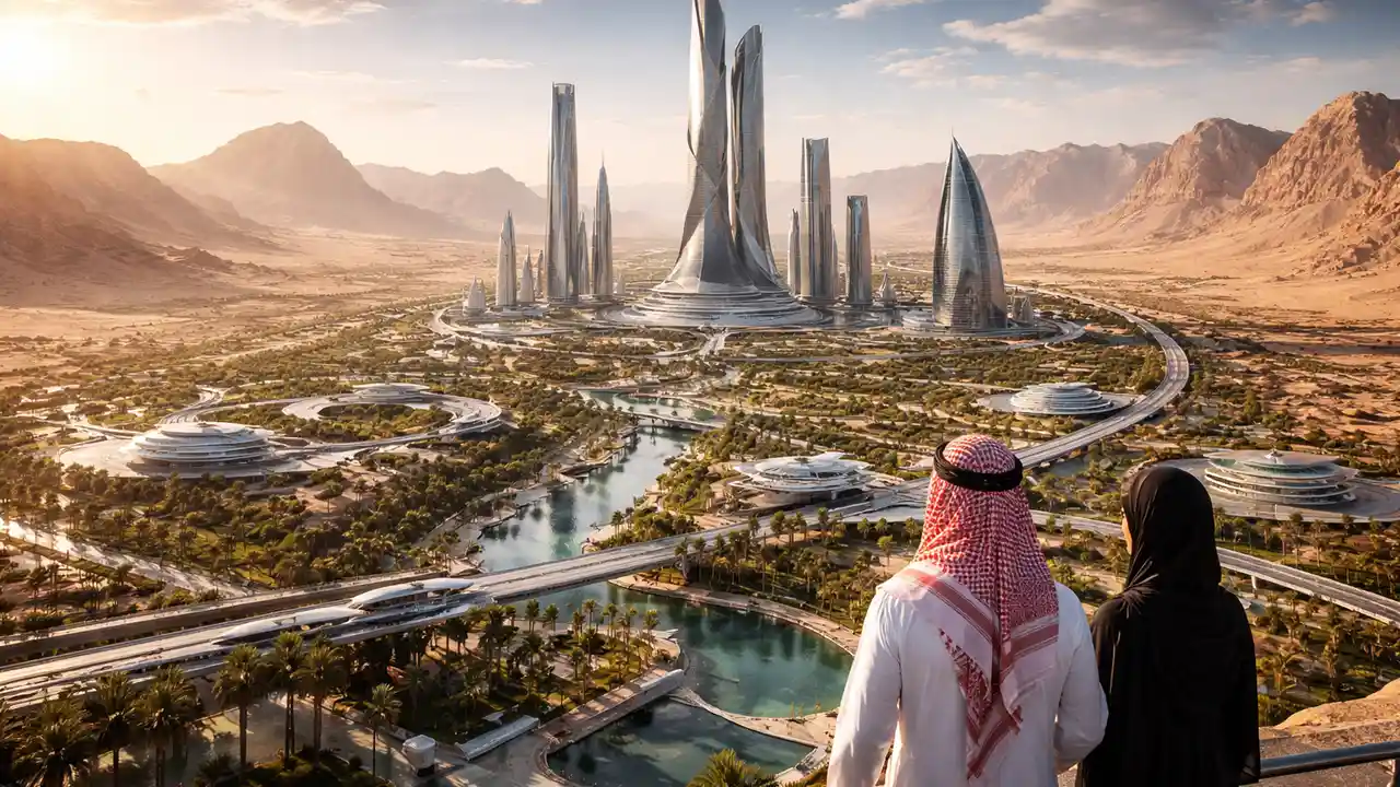 Cidade futurista na Arábia Saudita.