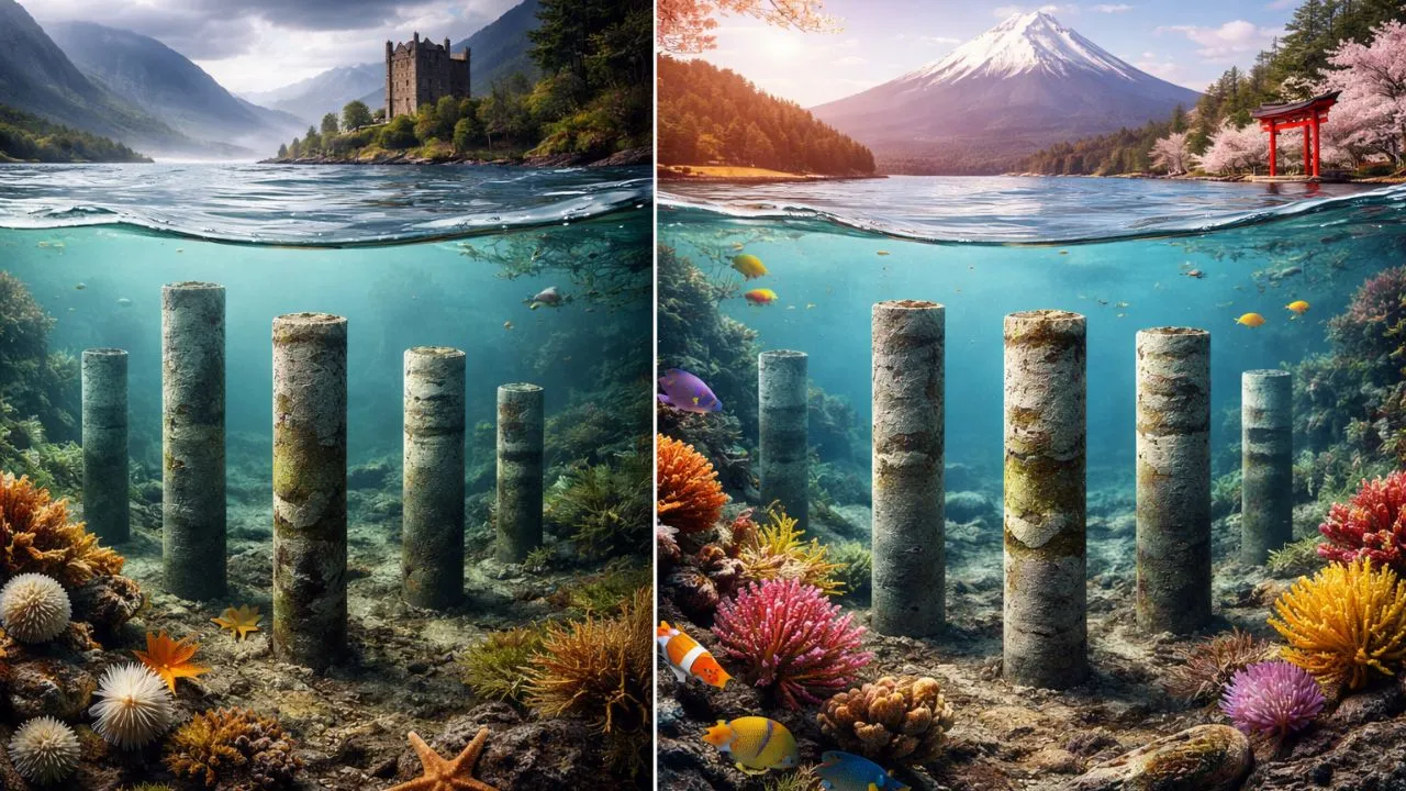 Núcleos submersos na Escócia e Japão