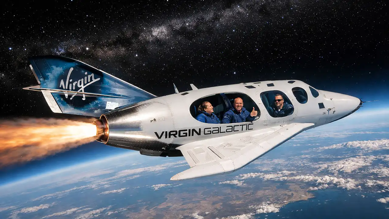 Virgin Galactic realizou um voo suborbital tripulado.