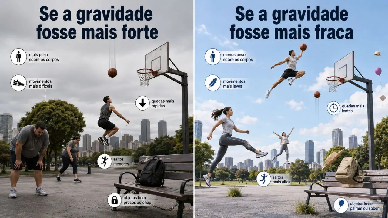 O que aconteceria se a gravidade fosse mais forte ou mais fraca?