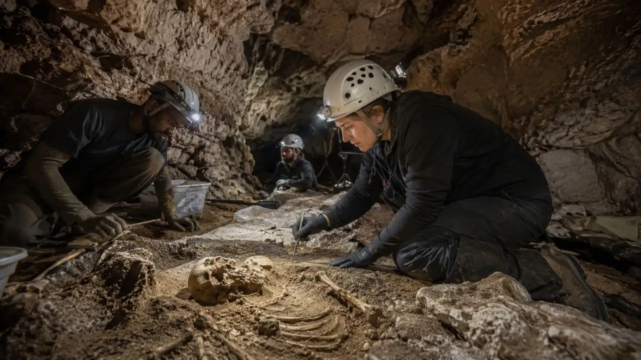 Na África do Sul, o sistema de cavernas Rising Star revelou fósseis de uma espécie humana até então desconhecida, chamada Homo naledi.