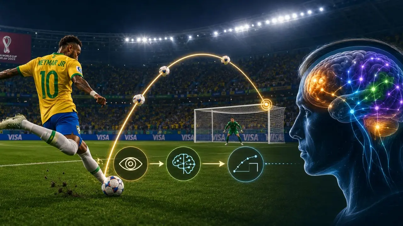 Como o cérebro calcula a trajetória de uma bola em movimento?
