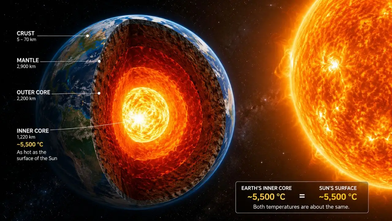 O núcleo da Terra é tão quente quanto a superfície do Sol