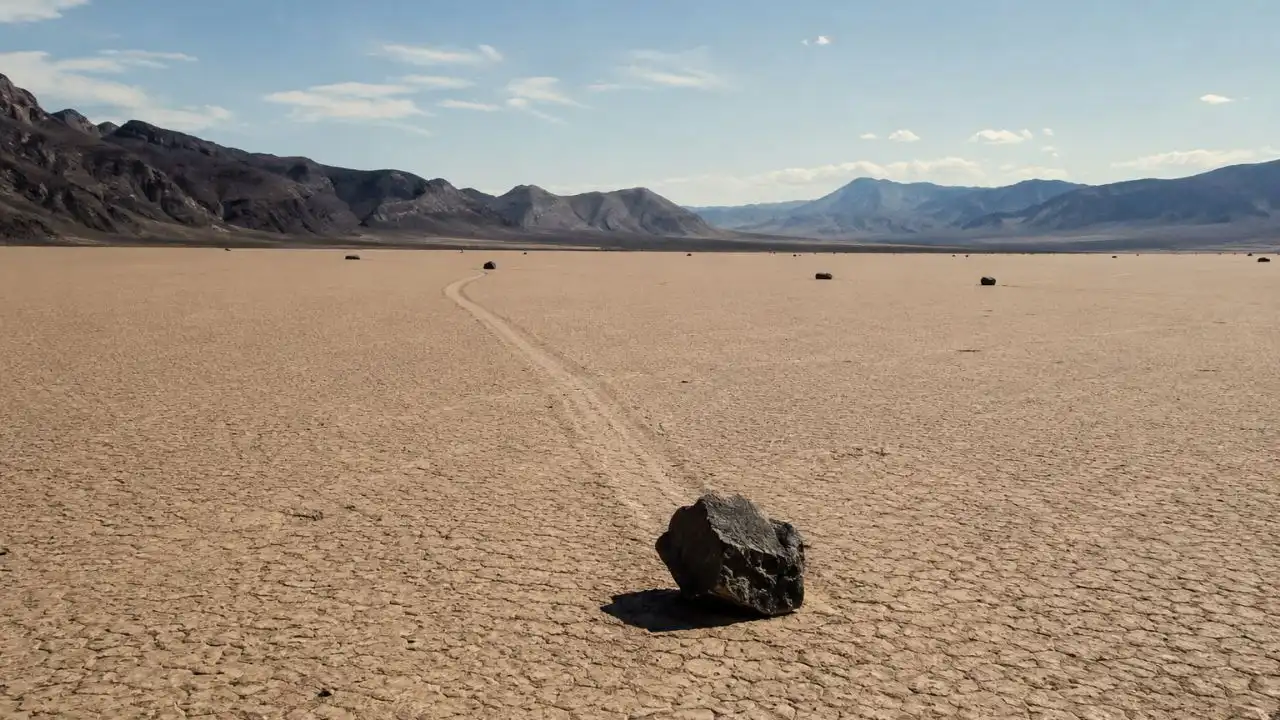 Pedras que parecem se mover sozinhas no deserto