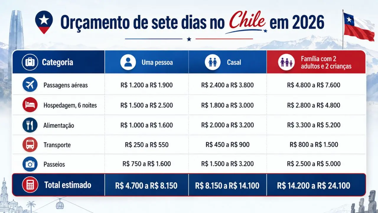 Orçamento 7 dias no Chile.